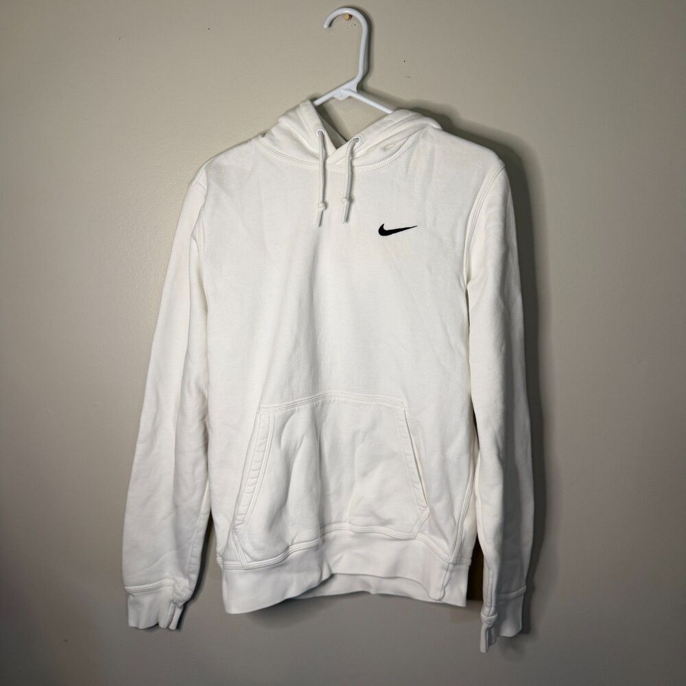 vintage retro 90s white nike hoodie mens small fleece pullover sweatshirt